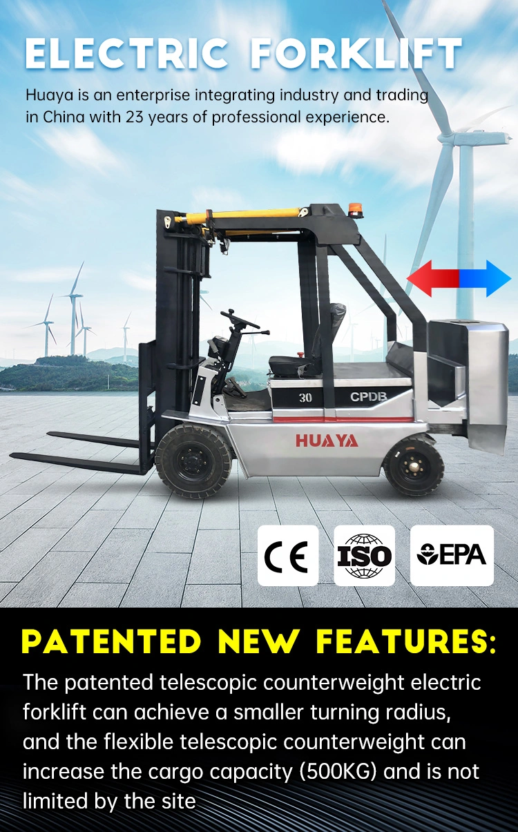 Customized Huaya China Small Prices 3t Mini 3 Ton 2500kg Electric Forklift